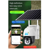 1 PCS Solar Security Camera Wireless Outdoor System 2Mp Battery Powered White ABS For Home Security, Panoramic PTZ