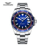 Guanqin Mens Watch Cyclops Sapphire Mechanical Automatic Watch NH35A Ceramic Bezel 100M Water Resistant Clock Relogio Masculino
