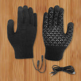 USB Heated Knitted Full Finger Non-Slip Thermal Knitting Mitts Cycg Gloves for Autumn Winter