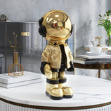 1pc Golden Astronaut Ornament, Resin Statue Art Craft, For Bookshelf Home Living Room Office Cafe Decor, Room Tabletop Display Entryway Decor, Winter Christmas New Year Decor