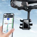 Car Phone Holder Rearview Mirror Driving Recorder Bracket DVR/GPS Mobile Phone Support Universal Clip Rotatable and Retractable