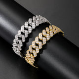 Men's Wide Cubic Zirconia Diamond Flap Buckle Bracelet