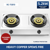 Household Strong Fire Stainless Steel Double Gas Stove - Desktop for Kitchen
