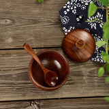 2 Pcs Salt Container Salt Bowl Seasoning Box Kitchen Tool With Wooden Lid And Spoon Nordic Concise Style