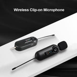 UHF Wireless Microphone Clip-on Mic 50M Transmission Battery 3.5mm TRRS Plug 6.35mm TRS for Smartphone Computer Vlog Interview