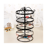 Wrought Iron Four-Story Rotating Jewelry Earring Bracelet Display Rack Pink