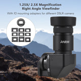 Andoer Camera 1.25X/ 2.5X Magnification Right Angle Viewfinder with 10 Mount Adapters for Canon Nikon Fujifilm DSLRs