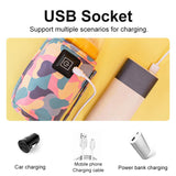 Universal USB Milk Water Warmer Travel Stroller Insulated Bag Portable Baby Nursing Bottle Heater Camouflage Grey-White