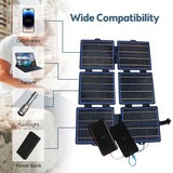 30 Watt Portable ETFE Monocrystalline Foldable Solar Panel Charger with DC USB Type-C Output for Camping & Hiking