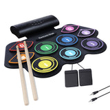 Portable Electronic Roll Up Drum Pad Set with 9 Pads, Drumsticks & Sustain Pedal - Christmas/Birthday Gift