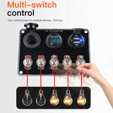 24V 12V Rocker Toggle Switch Panel USB Charger 3.0 ON/Off Control RV Camping Car Boat Accessory Cigar Lighter Adapter Voltmeter
