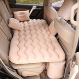 (Beige) Car Travel Inflatable Mattress Rear Seats Air Bed Rest Cushion for Vehicle Outdoor Grass