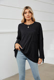 Women's Sunken Stripe Fleece Long-sleeved T-shirt