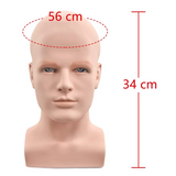 Male Mannequin Professional Manikin Head for Wigs Hats Headphone Display Stand (Matte Black)