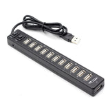 High Quality USB Hub 12 Ports USB 3.0 Hub Multi USB Splitter Switch High Speed Data Transfer For Laptop Computer Durable Black
