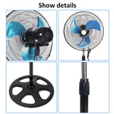 Portable 18-Inch 3-Speed Pedestal Fan - Adjustable Height Standing Fan for Living Room, Bedroom, Kitchen.
