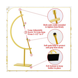 2 Pcs Golden Toned Sphere Holder Metal Caliper Style Crystal Display Stand for Mineral Ornament