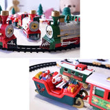 Santa Claus Tree Decoration Trains Electric Christmas Train Toys Gifts for Kids Railway Cars Racing Tracks With Music