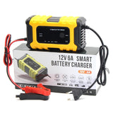 FOXSUR Fully Automatic 12V/6A Pulse Repair Maintenance LCD Display Smart Car Battery Charger for Gel Lead Acid