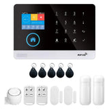 433MHz Wireless WIFI + GSM Auto-dial Alarm Security System with LCD Display, Door & PIR Motion Sensor, Phone APP Remote Control.