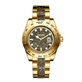 Brand ONOLA Business Casual luxury retro stainless steel golden men's watch high quality gold watches men