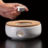 1pc Candle Heating Tea Pot Base, Round Heat Preservation Ceramic Base, Glass Teapot Warmer