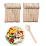 Biodegradable organic disposable wooden spoon, knife and fork, 100 pieces