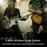 ammoon Wireless System Audio Digital Guitar Transmitter Receiver Built-in Rechargeable Battery 100 Feet Transmission