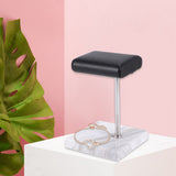 White Marble Bracelet Display Black PU Leather Jewelry Watch Sier Color Rod Placement Stand