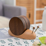 Wooden Snail Mug Coaster Coffee Tea Cup Coasters Heat Insulation Mat Kitchen Round Placemat With Magnet Restaurant Table Decor