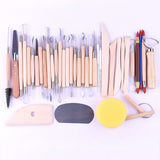42PCS Art Crafts Clay Sculpting Pottery Pottery Tool DIY Art Clay Pottery Tool Set Wooden Handle Modeling Clay Tool Carved Tool