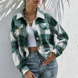 Women's Loose Casual Shirt Plush Check Jacket