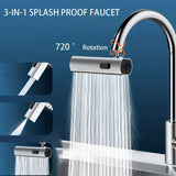 Waterfall Kitchen Faucet Sprayer Head Replacement Waterfall Kitchen Sink 3 Spray Modes ABS Swivel
