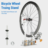Truing Stand Bike Wheel Alignment with Dial Gauge for Quick Release and Thru-Axle Bicycle Repair Tool