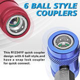 Freon R1234Yuto Car Quick Coupler Connector Brass Adapters Air Conditioning Refrigerant Adjustable AC Manifold Gauge
