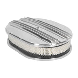 Cleaner Half Finned Polished Aluminum Alloy Fits for 5 1/8in Carburetors Oval 12in Car Air Filter