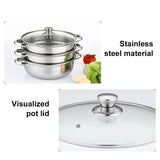 3 Tier Cooking with Lid Stainless Steel Steamer Cooker Steam Pot for Vegetable Dumpg Stock Sauce Food