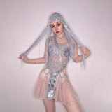 Personalized women's street fashion new stage belly dance performance clothing, sexy tassel sequins