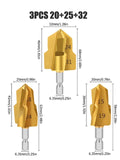 3Pcs PPR Lifting Stepped Drill Bit Hexagon Shank Water Pipe Connection Tool 20/25/32mm full Open Process