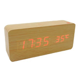 Wooden Square Desk Clock LED Digital Display Alarm Clock Temperature Display Clock For Bedroom Decoration Clock
