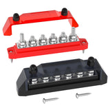 150A Power Distribution Block 12V 6 x 5/16" Terminal Stud Positive & Ground Battery Bus Bar for Marine Boat Automotive