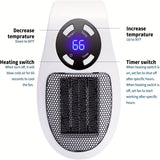 1pc, Upgraded Smart Wall Space Heater 500W / 800W Portable Electric Small Heater With Adjustable Thermostat And Timer, Overheating Protection, LED Display, Security Heater For Office Dorm (White-500W)
