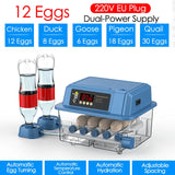 6/9/12 Eggs Fully Automatic Turning Incubator - Digital Temp Control for Farm Animals. Ideal Hatchery Brooder.