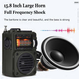 Portable FM/SW/MW Radio Full Band Receiver Bluetooth Speaker Support TF Card  Search Save Station Music Player