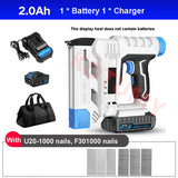 21V Electric Nailer Rechargeable Nail Shooter Furniture Staple Gun DIY Woodworking Household Decoration Tool