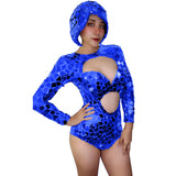 Personalized street fashion runway dress with super shiny sequins, tight fitting and short jumpsuit