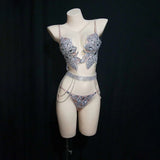 Nightclub bar tour, female singer runway show, new luxury bikini set, side tassels, sexy temperament