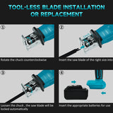Cordless Reciprocating for 18V Battery 3000SPM Variable Speed Trigger Wood Metal PVC Cutting Saber Saw (No Battery)