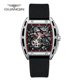 GUANQIN Steampunk Mens Watches Mechanical Automatic Watch For Men Tonneau Rectangle Skeleton Spider Stainless Steel Reloj Hombre
