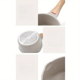 1pc  Medical Stone Saucepan, With Wooden Handle, Non-stick Pot, Small Milk Pot, Baby Food Pot, For Home Kitchen Restaurant,
